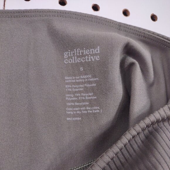 Girlfriend Collective Olive Green Ribbed Highwaisted Leggings, Size Small - Picture 8 of 9